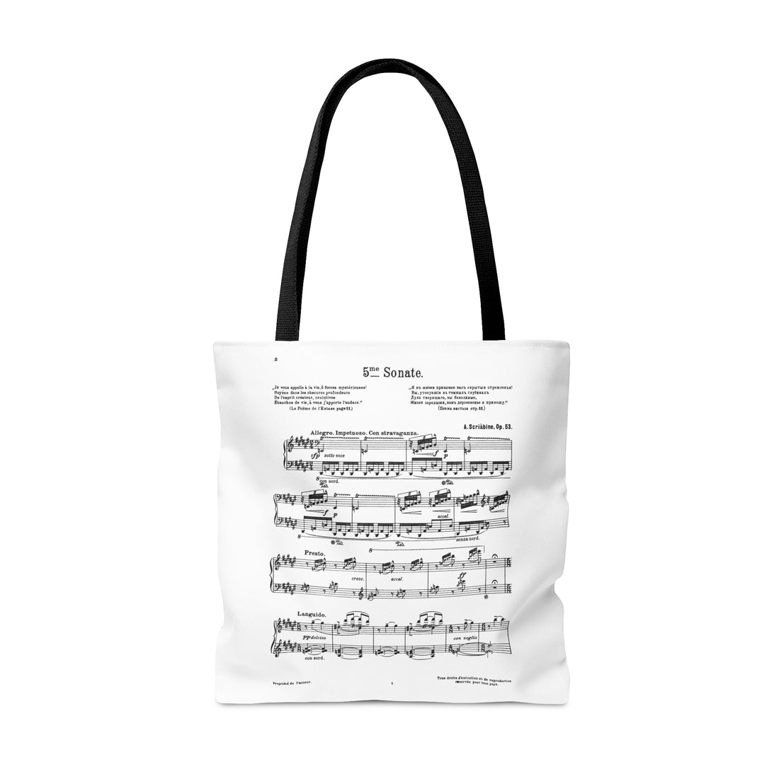 Scriabin Vers la flamme op. 72 & 5th-sonata (Double Sided Tote Bag)