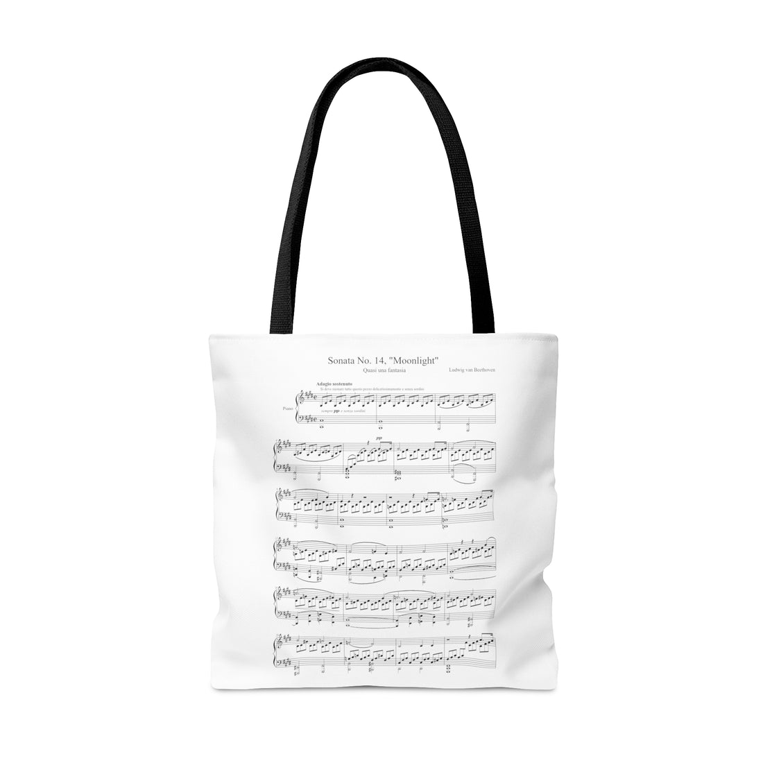 Beethoven Piano Sonata No. 23, Op 57 Appassionata & Sonata No.14 Moonlight (Double Sided Tote Bag)