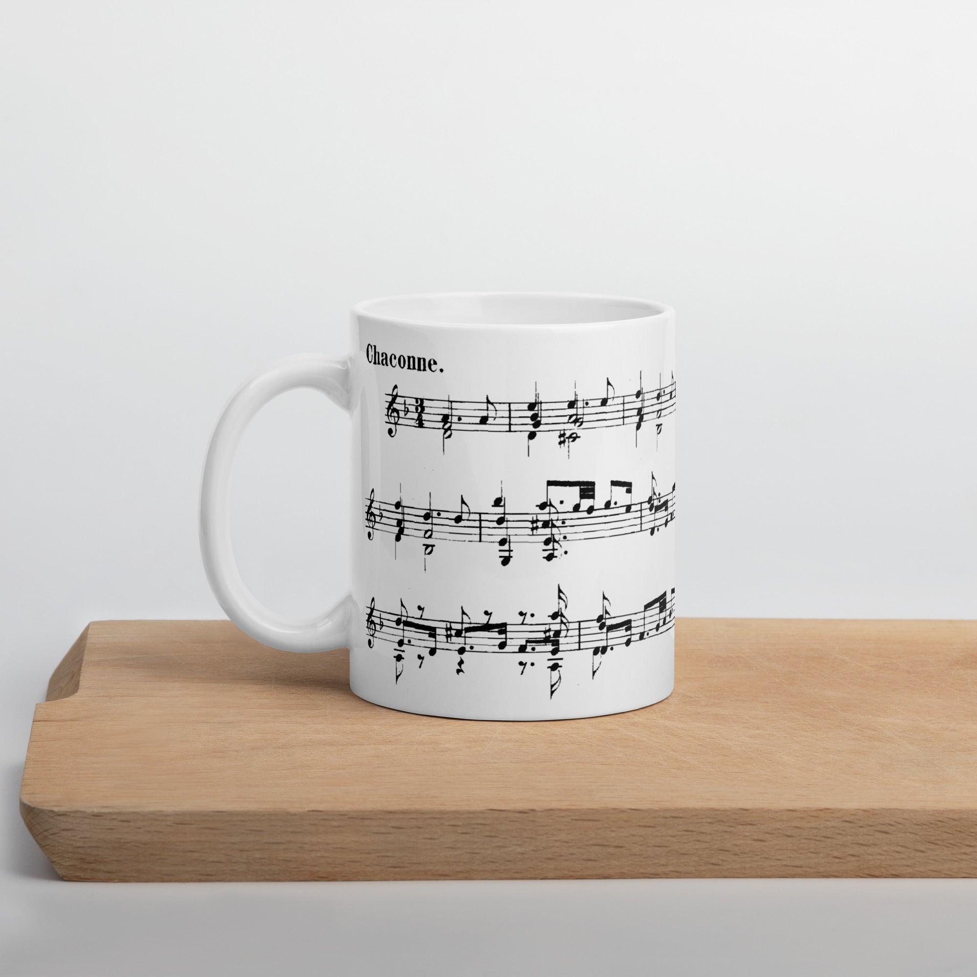 Bach Chaconne from Violin partita no. 2 in D minor BWV 1004 - White Mug multiple sizes