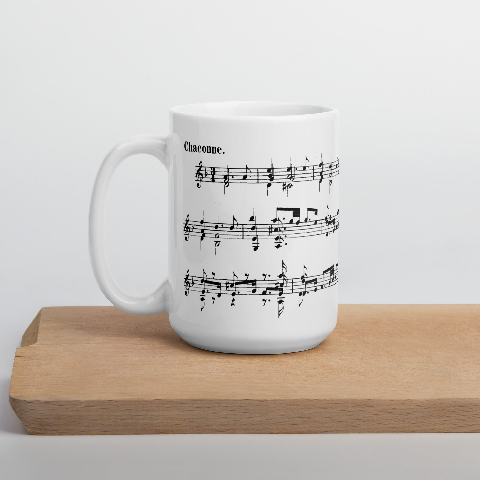 Bach Chaconne from Violin partita no. 2 in D minor BWV 1004 - White Mug multiple sizes