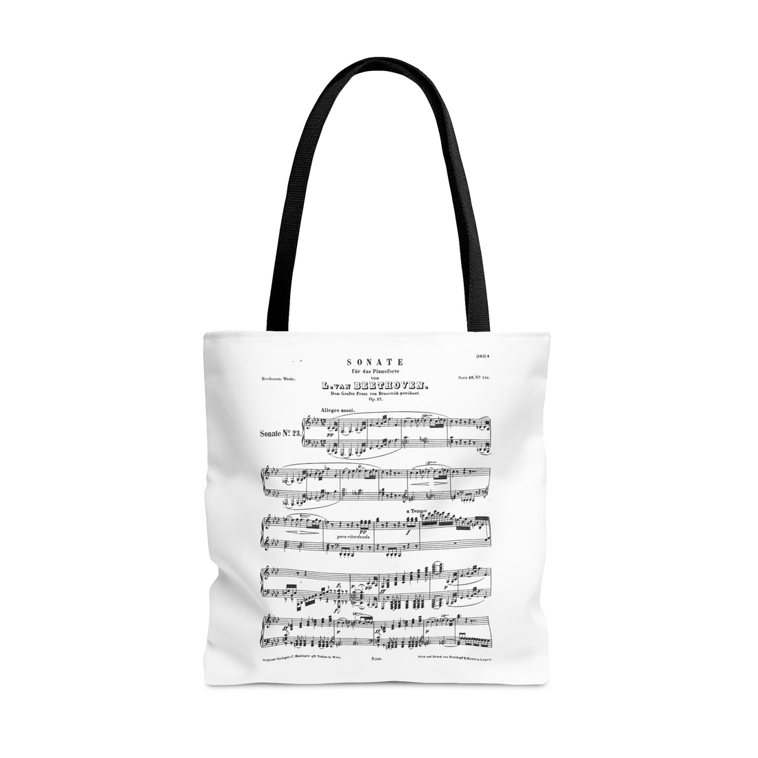 Beethoven Piano Sonata No. 23, Op 57 Appassionata & Sonata No.14 Moonlight (Double Sided Tote Bag)