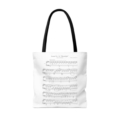 Beethoven Piano Sonata No. 23, Op 57 Appassionata &amp; Sonata No.14 Moonlight (Double Sided Tote Bag)