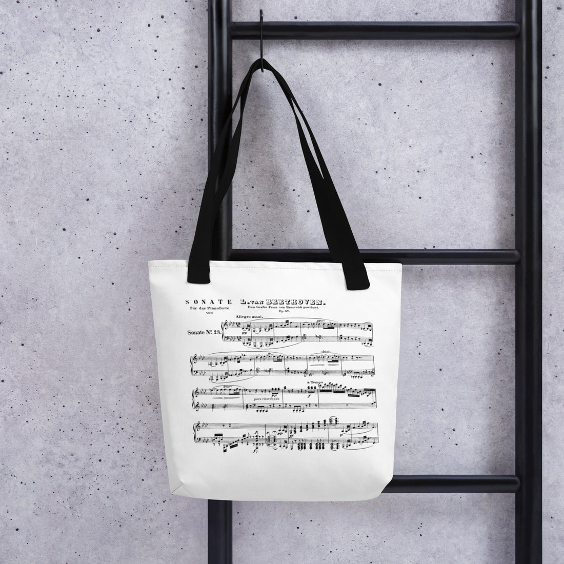 Beethoven Piano Sonata No 23 Op 57 Appassionata - Tote bag polyester fabric with multiple color handles (One sided print)