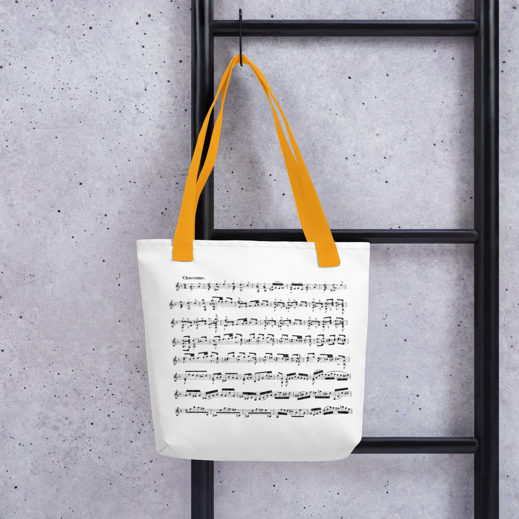 Bach Chaconne from Violin partita no. 2 in D minor - Tote bag polyester fabric with multiple color handles (One sided print)