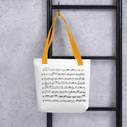 Bach Chaconne from Violin partita no. 2 in D minor - Tote bag polyester fabric with multiple color handles (One sided print)