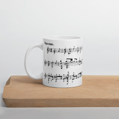 Bach Chaconne from Violin partita no. 2 in D minor BWV 1004 - White Mug multiple sizes