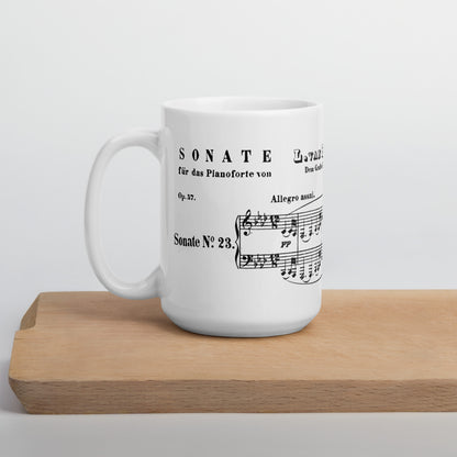 Beethoven Piano Sonata No. 23, Op 57 Appassionata - White Mug multiple sizes