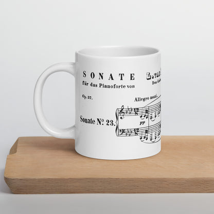 Beethoven Piano Sonata No. 23, Op 57 Appassionata - White Mug multiple sizes