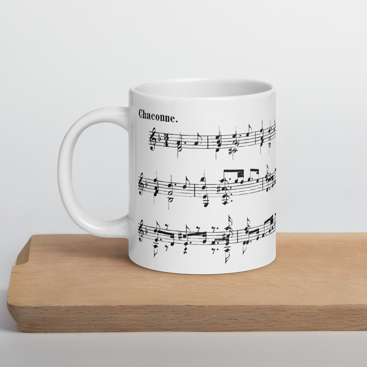Bach Chaconne from Violin partita no. 2 in D minor BWV 1004 - White Mug multiple sizes
