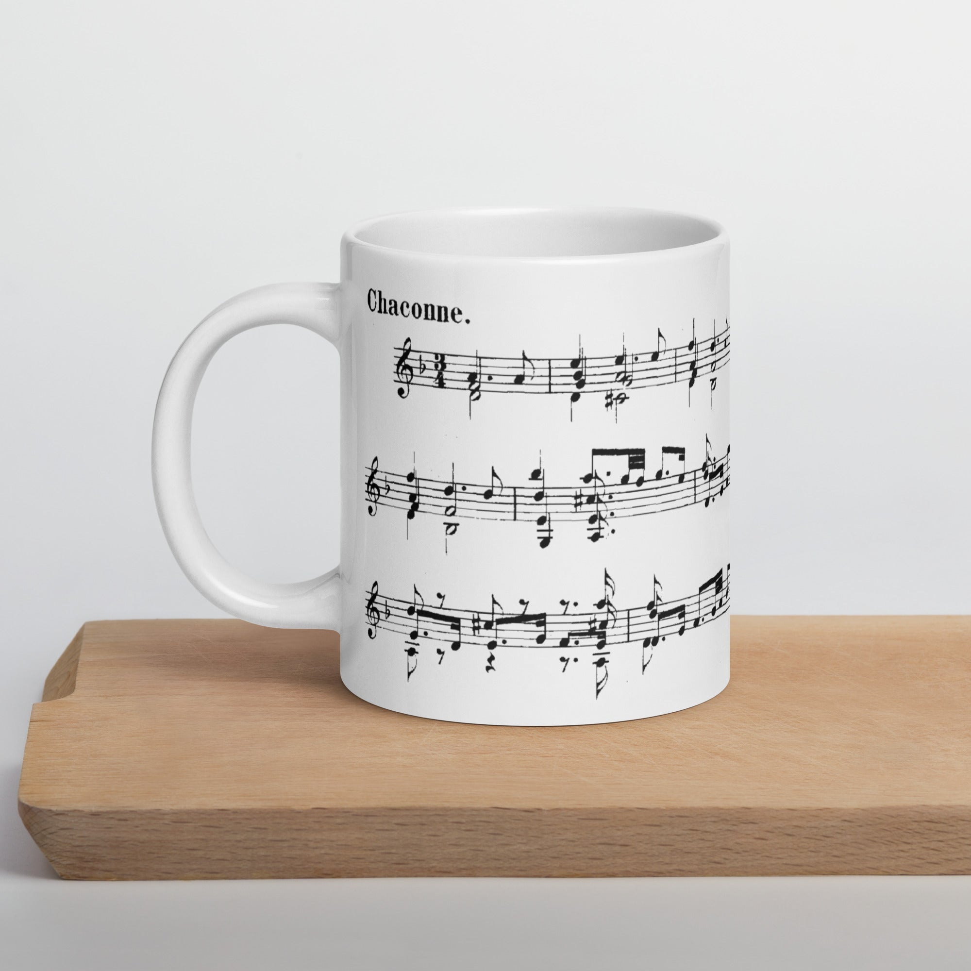 Bach Chaconne from Violin partita no. 2 in D minor BWV 1004 - White Mug multiple sizes