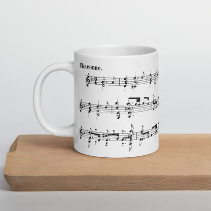 Bach Chaconne from Violin partita no. 2 in D minor BWV 1004 - White Mug multiple sizes